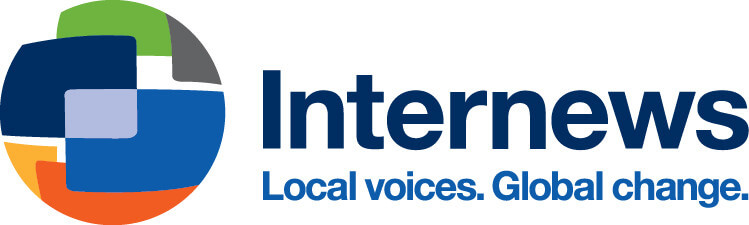 A colourful logo for Internews, local voices, global change