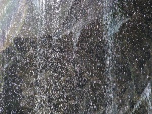 Water falling on stone