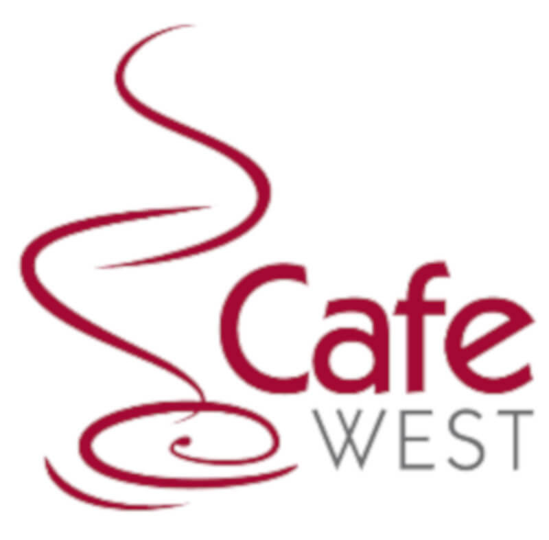 logo of an outline of a steaming red cup of coffee